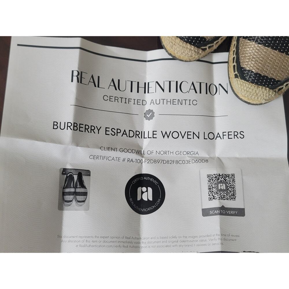 Burberry w/COA Hodgeson Women's Straw Stripped Espadrilles Slip On Flats - Picture 9 of 10